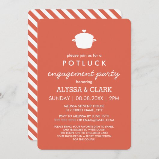 Einladung zur niedlichen Potluck-Engagement-Partei (Vorne/Hinten)