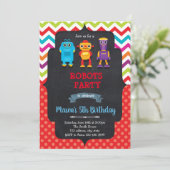 Einladung zur niedlichen RoboterGeburtstagsfeier (Stehend Vorderseite)