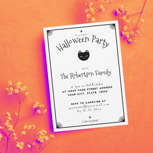 Einladung zur niedlichen Schwarz-Weiß-Katze