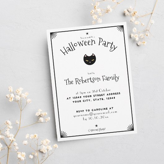 Einladung zur niedlichen Schwarz-Weiß-Katze