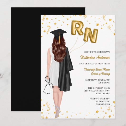 Einladung zur Nursing School Graduation Party (Vorne/Hinten)