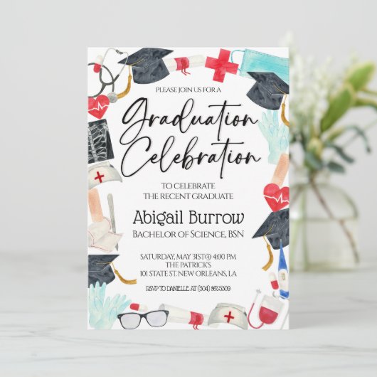 Einladung zur Nursing School Graduation Party (Stehend Vorderseite)