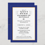 Einladung zur offiziellen Navy Blue & Gold Graduat (Vorne/Hinten)