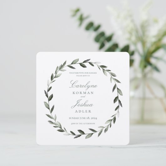 Einladung zur Olive Wreath Wedding (Stehend Vorderseite)
