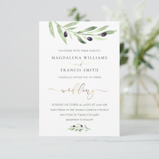 Einladung zur Olivenfachhochzeit (Stehend Vorderseite)