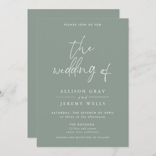 Einladung zur Olivenhochzeit (Vorne/Hinten)