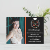 Einladung zur Orange and Black Graduation Party (Stehend Vorderseite)
