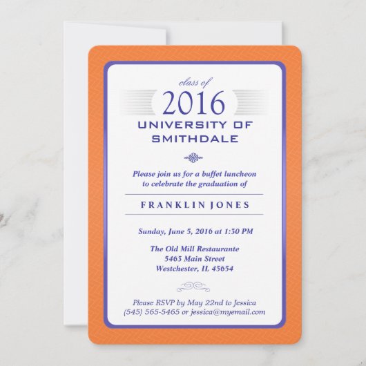 Einladung zur Orange & Blue Formal Graduation Part (Vorderseite)