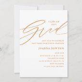 Einladung zur Orange Minimalistisch Graduation Par (Vorderseite)