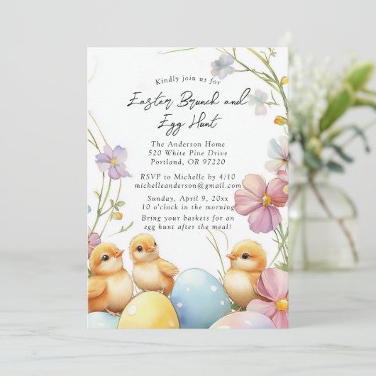 Einladung zur Osterbrunch- und Eierjagd (Stehend Vorderseite)