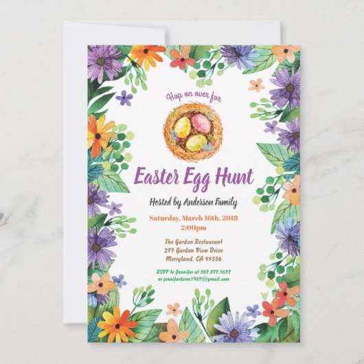 Einladung zur Ostereierjagd. Blume (Vorderseite)