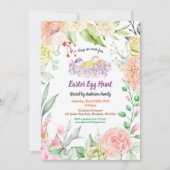 Einladung zur Ostereijagd.Blume in Wasserfarbe (Vorderseite)