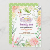 Einladung zur Ostereijagd.Blume in Wasserfarbe (Vorne/Hinten)