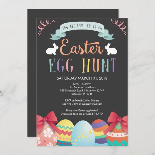 Einladung zur Ostereijagd, Eizelljagd Einladung (Vorne/Hinten)