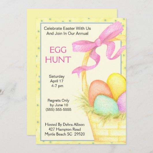 Einladung zur Osterkörbcheneier (Vorne/Hinten)