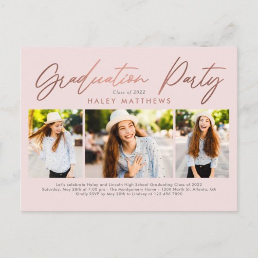 Einladung zur Party-Abschlussfeier Postkarte (Vorderseite)