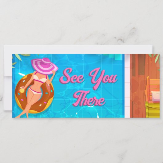 Einladung zur Party Einladung am Pool (Rückseite)