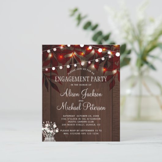 Einladung zur Party für rustikale Lichter (Stehend Vorderseite)