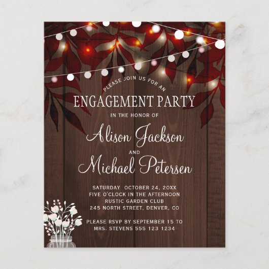 Einladung zur Party für rustikale Lichter (Vorderseite)