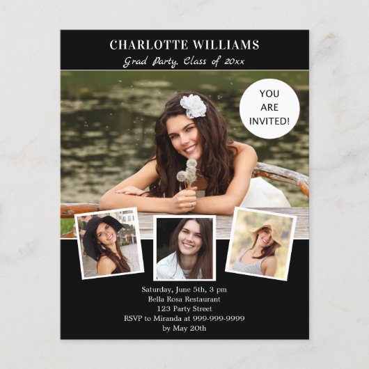 Einladung zur Party für Schwarz-weiße Fotos (Vorderseite)