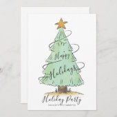 Einladung zur Party im Wasserfarbenhandgezeichnete (Vorne/Hinten)