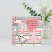 Einladung zur Party in Rosa und Grau-Bird-of-Strip (Stehend Vorderseite)