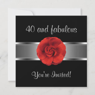 Einladung zur Party Rote Blume Fantastische 40.