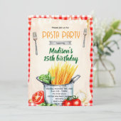 Einladung zur Pasta-Klassenparty (Stehend Vorderseite)