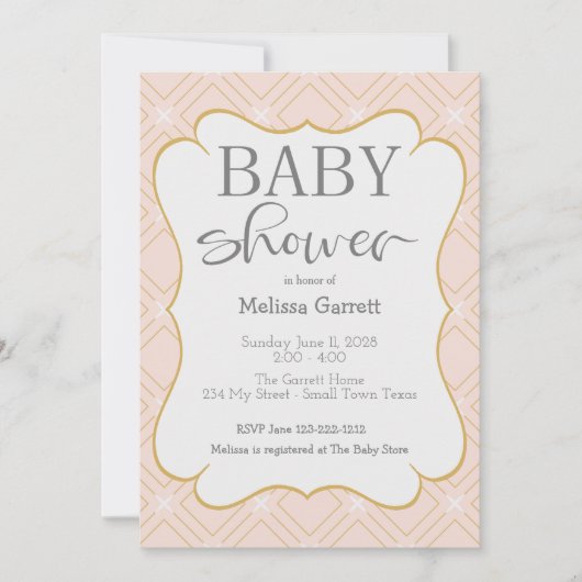 Einladung zur Pastelpfirsich und geometrische Dusc (Vorderseite)