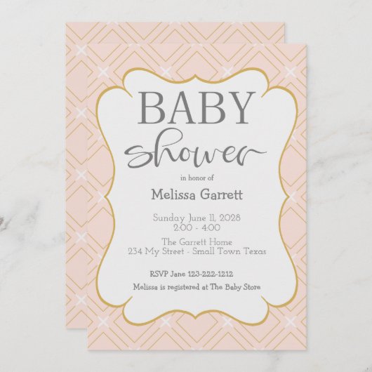 Einladung zur Pastelpfirsich und geometrische Dusc (Vorne/Hinten)