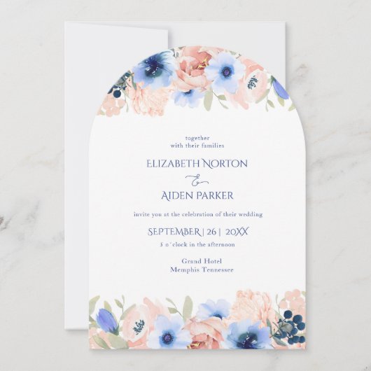 Einladung zur Peach Blue Wedding Collection (Vorderseite)