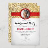 Einladung zur Pensionierung mit Foto - Red Gold Wh (Vorne/Hinten)