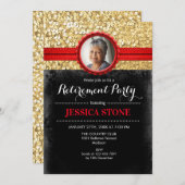 Einladung zur Pensionierung mit Foto - Rotes Gold (Vorne/Hinten)
