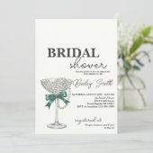 Einladung zur Perl- und Bow Bridal-Dusche (Stehend Vorderseite)