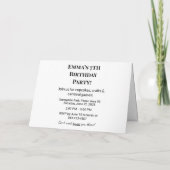 Einladung zur personalisierten Geburtstagspartei (Rückseite)