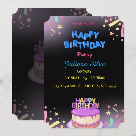 Einladung zur personalisierten Geburtstagspartei (Vorne/Hinten)