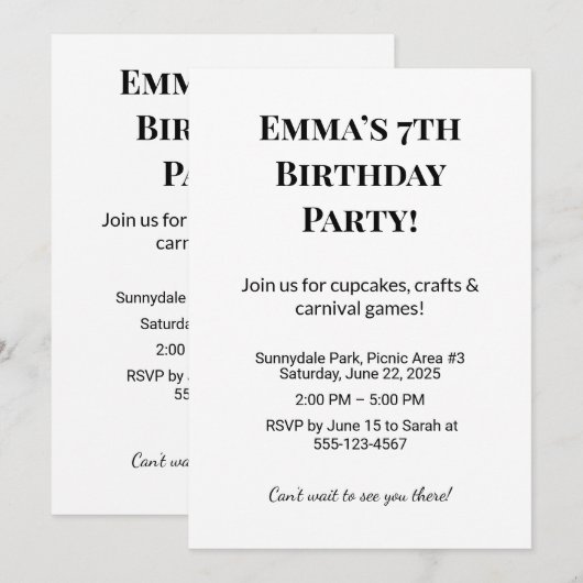 Einladung zur personalisierten Geburtstagspartei (Vorne/Hinten)