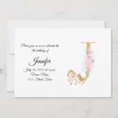 Einladung zur personalisierten Pony Girl Monogram- (Vorderseite)