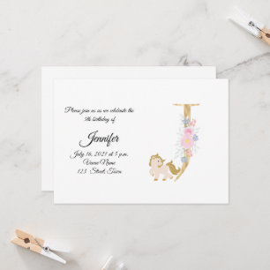 Einladung zur personalisierten Pony Girl Monogram-