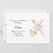 Einladung zur personalisierten Pony Girl Monogram- (Vorderseite)