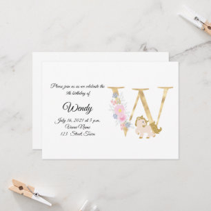 Einladung zur personalisierten Pony Girl Monogram-