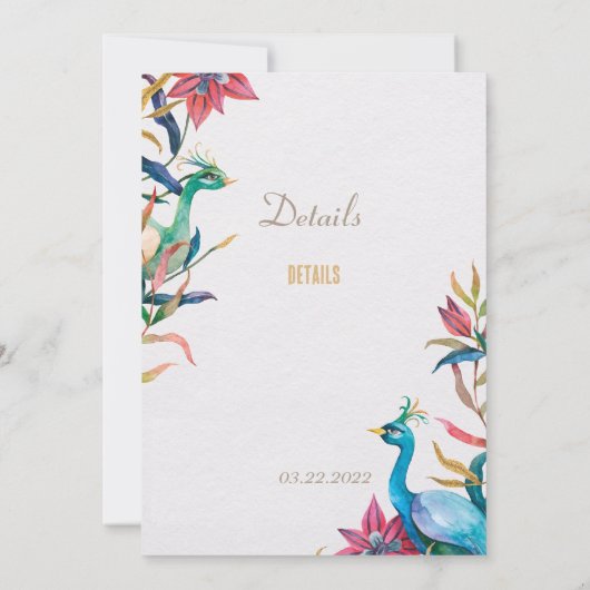 Einladung zur Pfauenhochzeit (Rückseite)