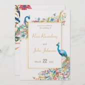 Einladung zur Pfauenhochzeit (Vorne/Hinten)