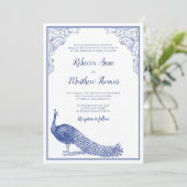 Einladung zur Pfauenhochzeit (Stehend Vorderseite)