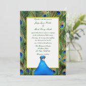 Einladung zur Pfauenhochzeit (Stehend Vorderseite)