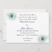 Einladung zur Pfauenhochzeit in Blau (Rückseite)