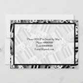 Einladung zur Piano Engagement Party Schwarz-Weiß (Rückseite)