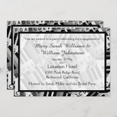 Einladung zur Piano Engagement Party Schwarz-Weiß (Vorne/Hinten)