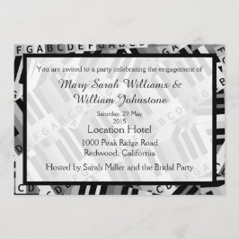 Einladung zur Piano Engagement Party Schwarz-Weiß