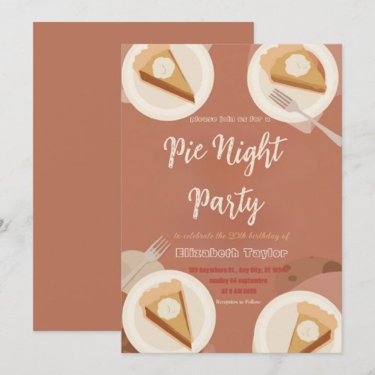 Einladung zur Pie-Sharing-Night-Party – Süß & Gemü (Vorne/Hinten)